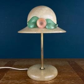 Vintage alabaster table lamp Lady Hat Italy 1970s Woman's hat table lamp mid-century italian lighting