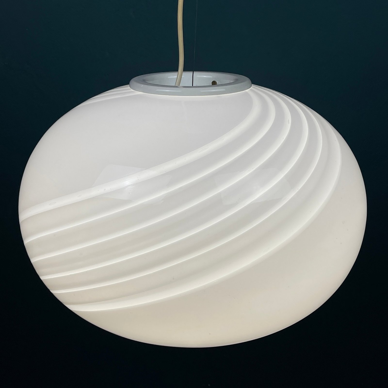 Classic swirl murano pendant lamp Vetri Murano Italy 1970s Italian mid-century modern lighting