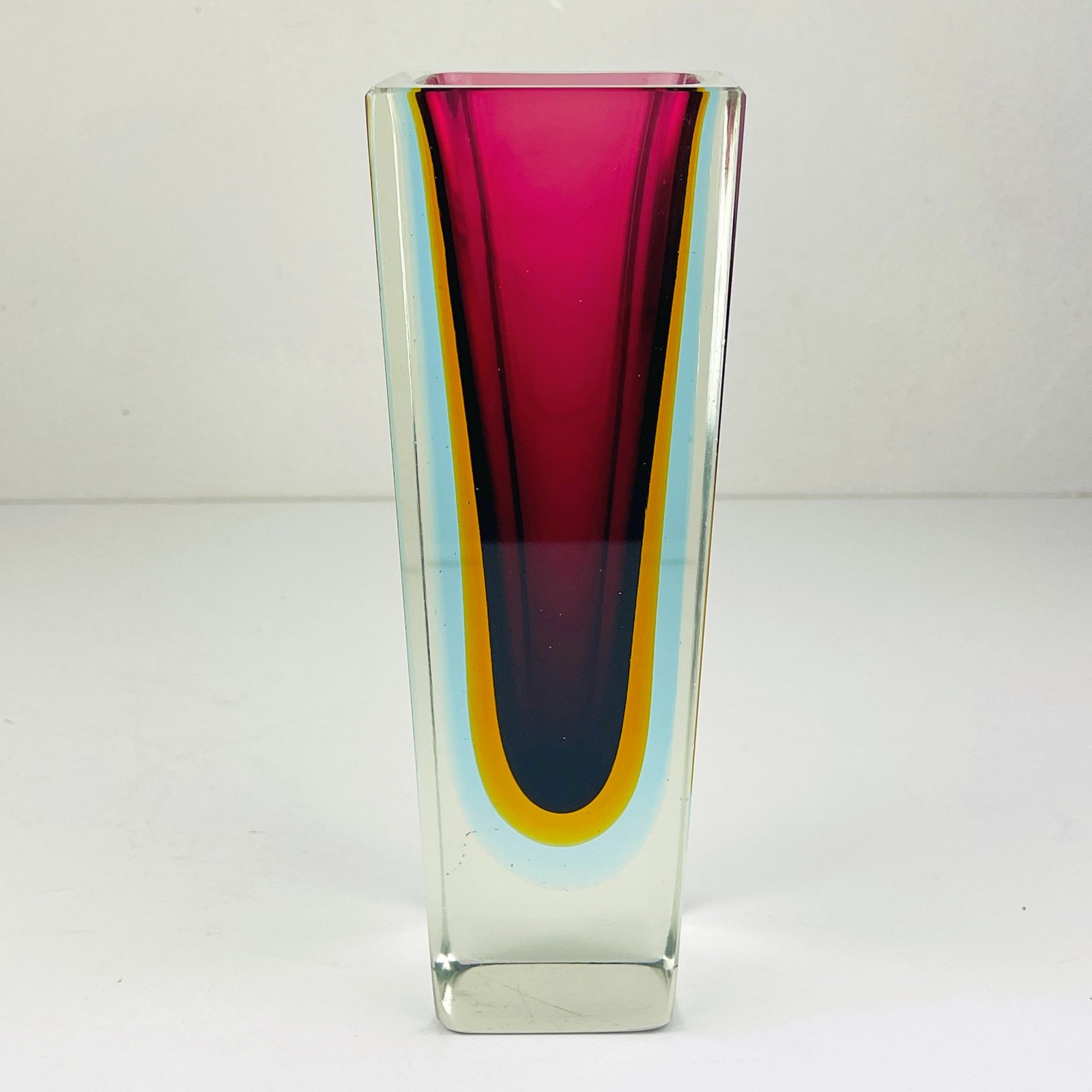 Sommerso murano glass hand-cut vases by Alessandro Mandruzzato style Flavio Poli Italy 1970s