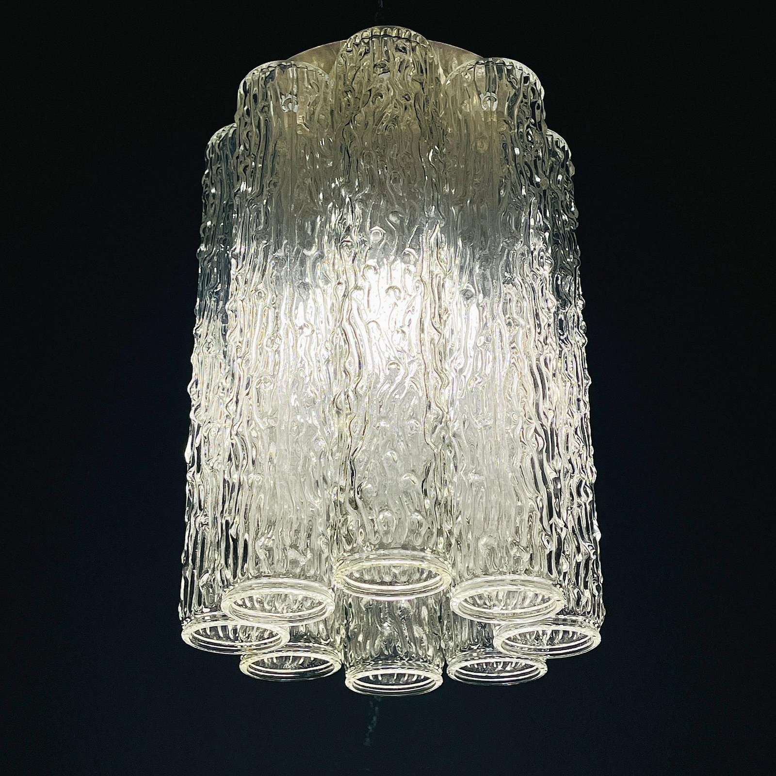 Mid-century murano glass chandelier Tronchi by Toni Zuccheri for Venini Italy 1960s