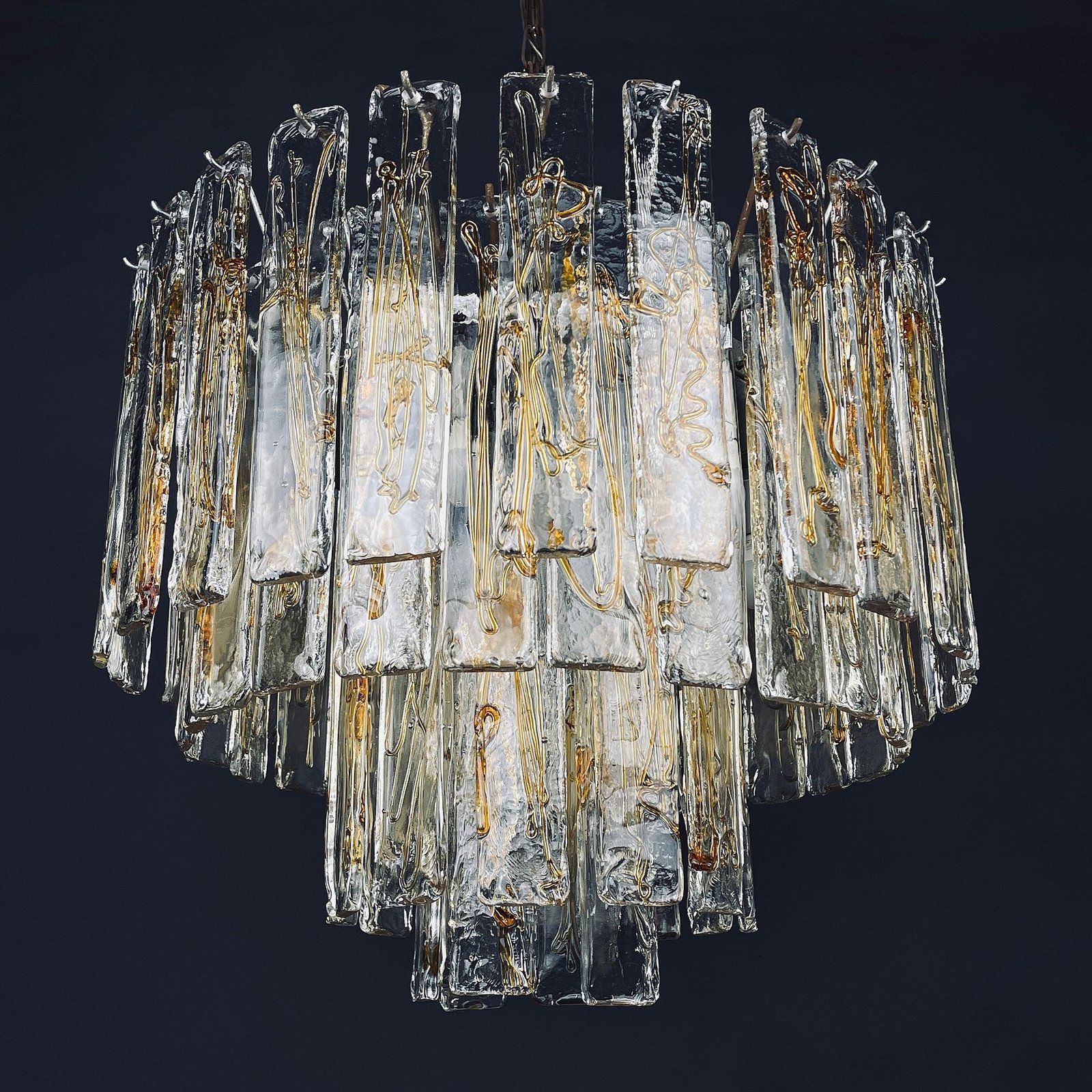 Large Murano glass chandelier by La Murrina Italy 1970s Vintage italian lighting 66 murano plates