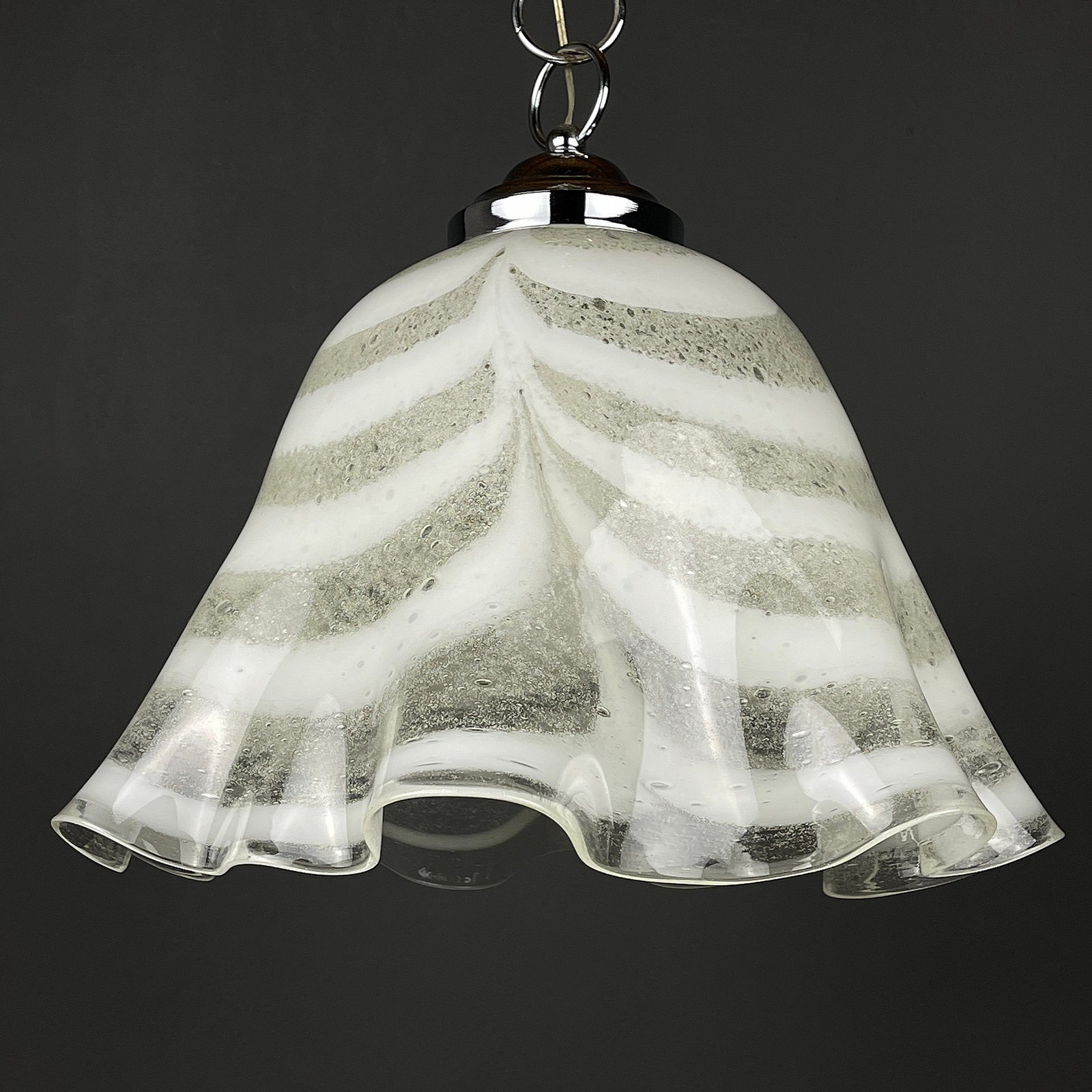 Murano glass pendant lamp Fazzoletto Italy 1970s Mid-century lighting Retro home decor white lamp