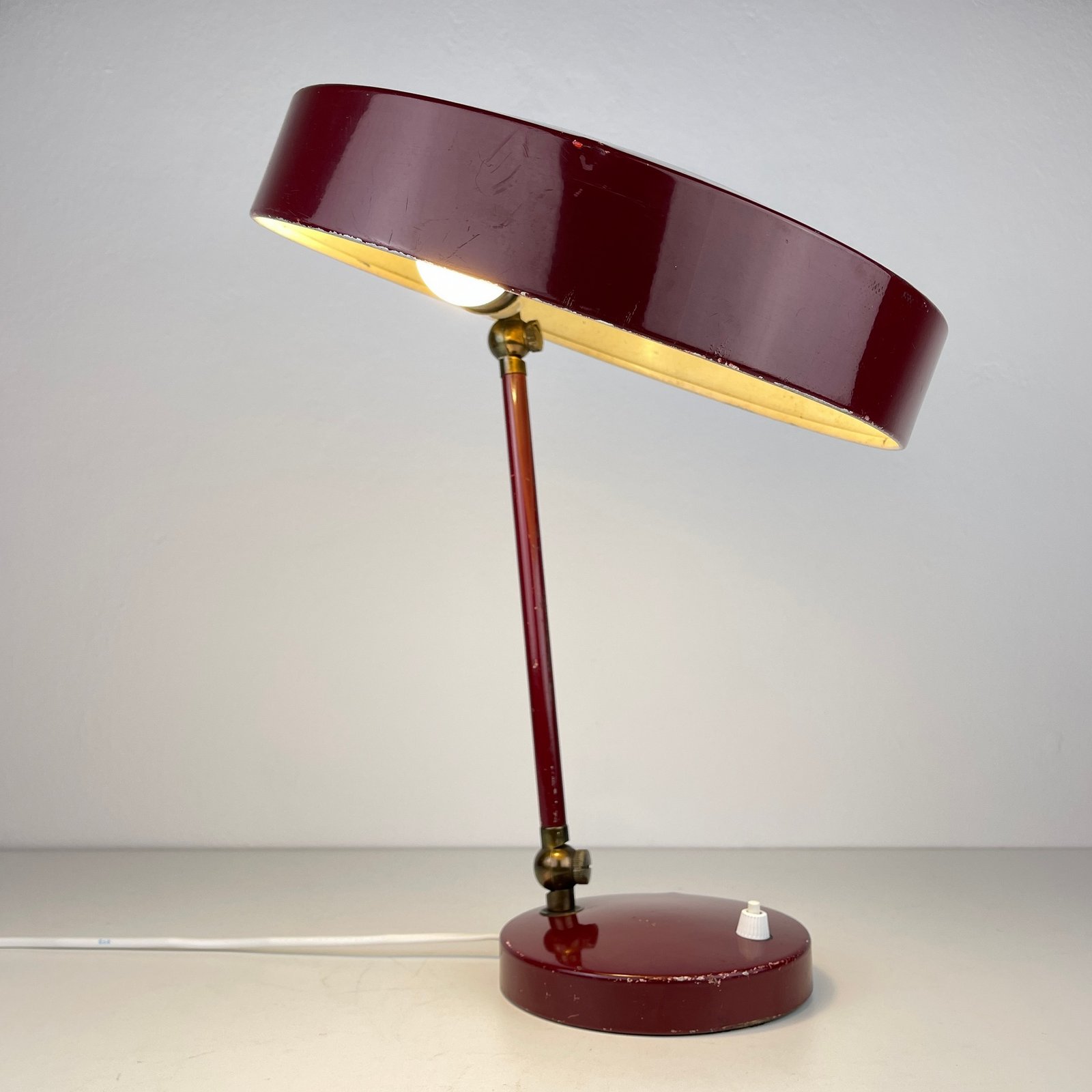 Mid-century red desk lamp Italy 1960s Vintage gooseneck lamp