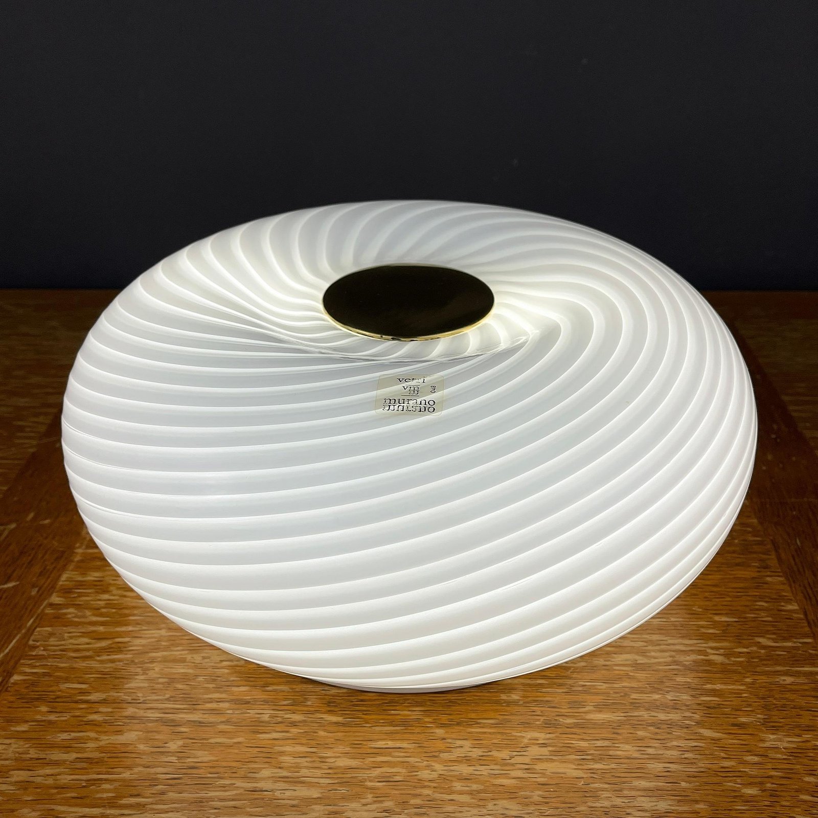 Mid-century swirl murano glass ceiling, table or wall lamp Vetri Murano 048 by Leucos Italy 1970s