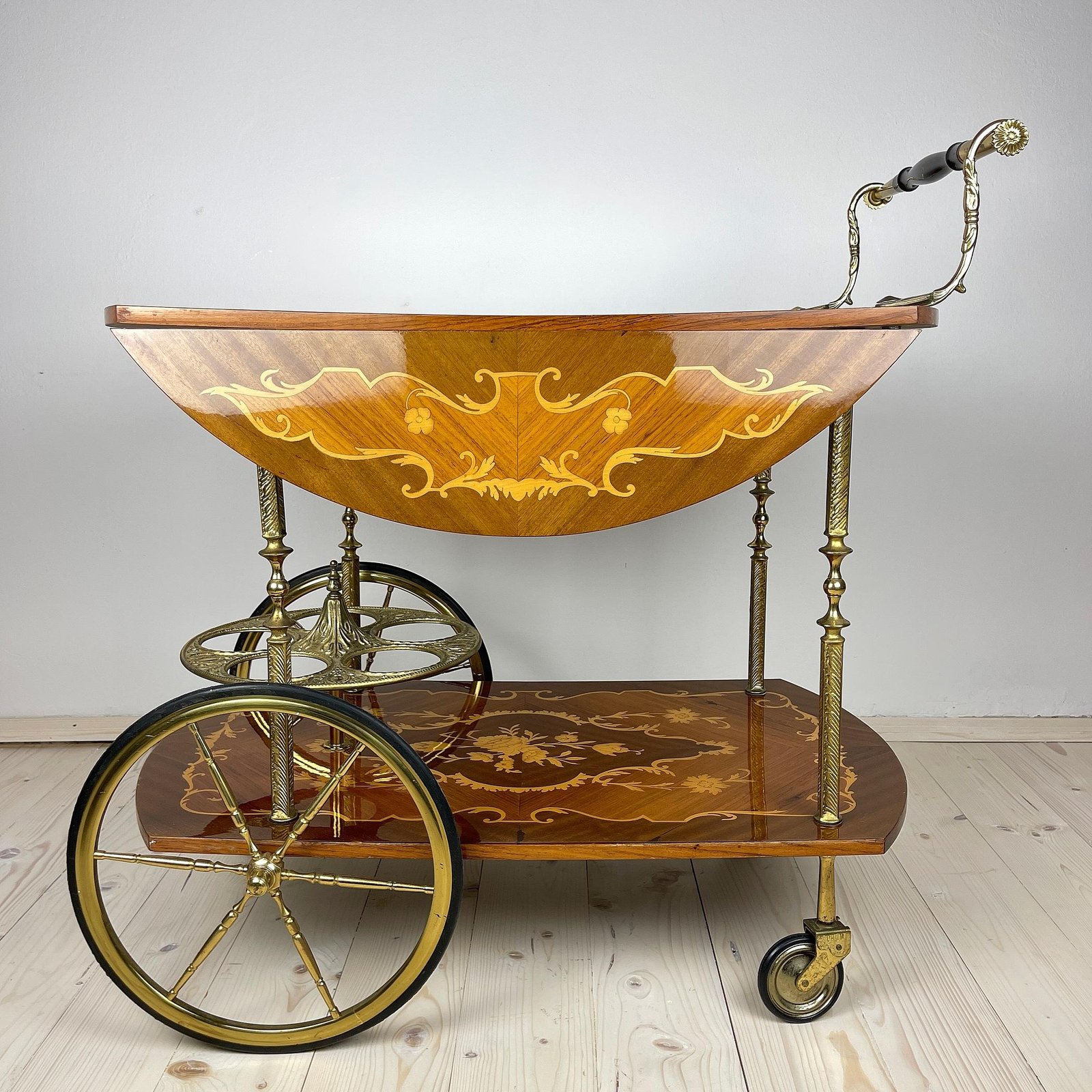 Vintage Serving Bar Cart Italy 1950s Mid-century trolley bar Brass Bar Wagon Drinks Trolley Hollywood Regency style
