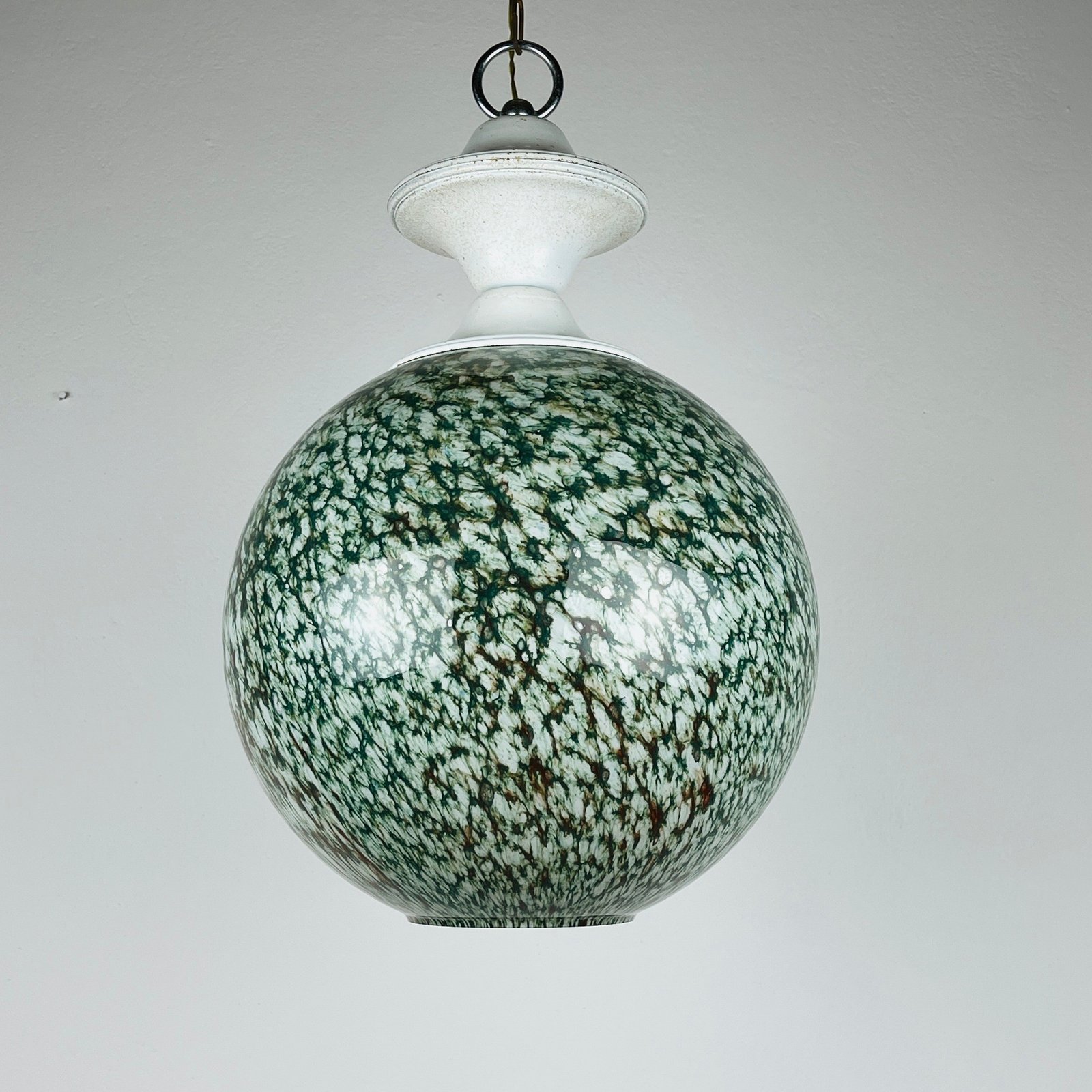 Green murano pendant lamp Italy 1970s Italian mid-century modern lighting