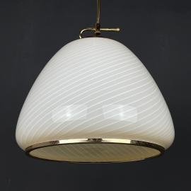 Mid-century beige swirl murano glass pendant lamp Murano Venezia Italy 1970s Handblown murano lamp
