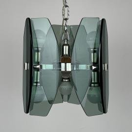 Mid-century grey pendant lamp by Veca Italy 1960s Space age sputnik atomic design Italian chandelier