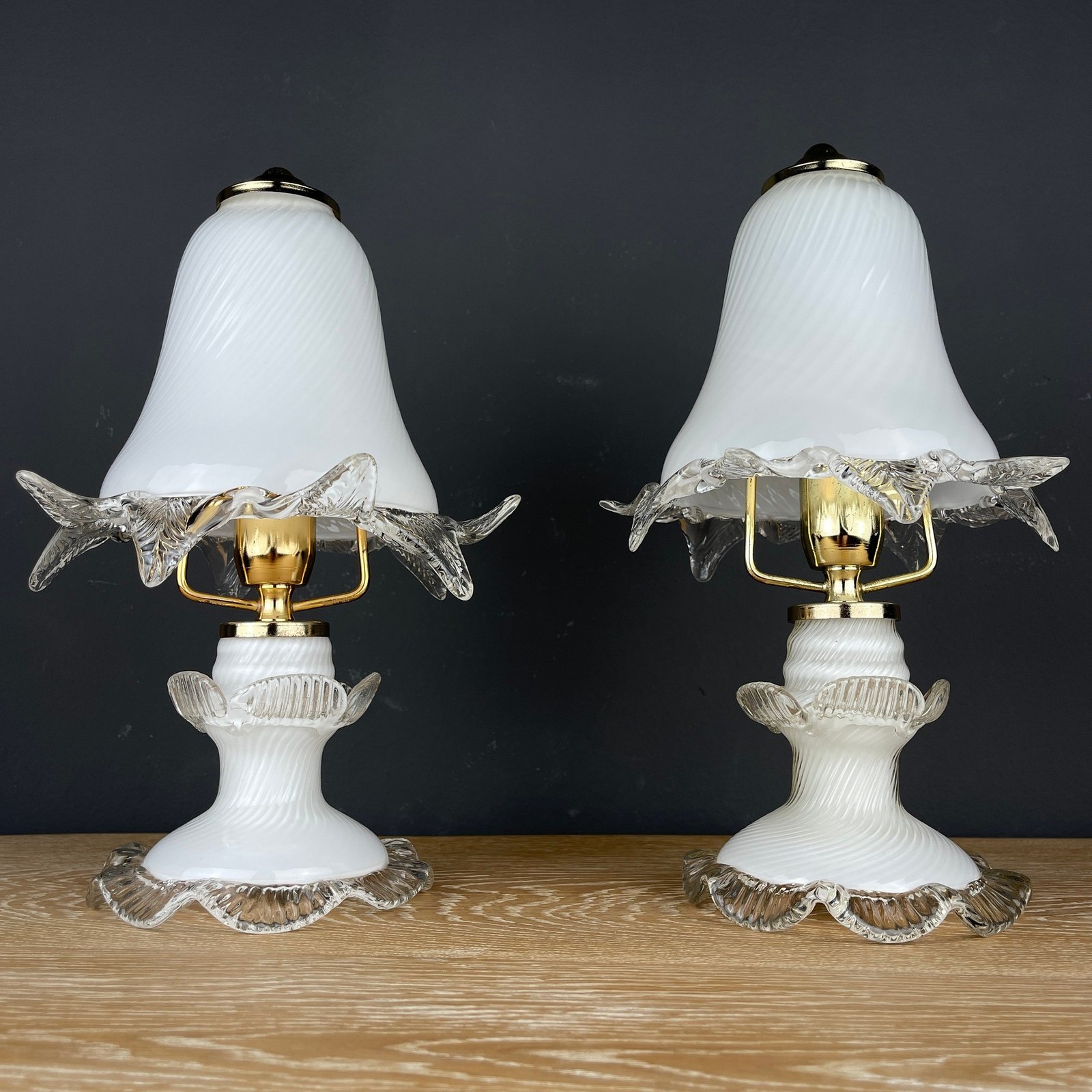 Pair of vintage murano night table lamp Italy 1980s