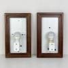 Pair of Vintage Wood Murano Wall lamps Italy, 1970s MCM Sconces Lamps