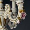 Vintage Capodimonte porcelain 3 arm chandelier Italy 1940s Baroque Ceramic Chandelier Shabby chic Flower Porcelain Chandelier