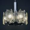 Mid-century ice Murano glass chandelier Italy 1970s Space age Sputnik atomic design