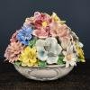 Bassano ceramics Basket with flowers Italy 1950s Vintage home decor Porcelan flowers