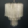 Mid-century murano glass chandelier Tronchi by Venini Italy 1960s