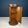Vintage wood oval pedestal cabinet Italy 1970s mid-century wooden bedside table