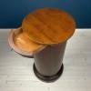 Vintage wood oval pedestal cabinet Italy 1970s mid-century wooden bedside table