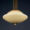 Vintage brass opaline glass chandelier Italy 1950s Mid-century Art Deco Italian lighting