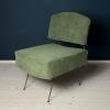 Vintage green lounge chair Italy 1950s Velvet green italian furniture / mid-century home decor