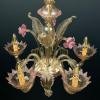 Murano chandelier Italy 1980s Pink and clear Italian home decor
