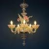 Murano chandelier Italy 1980s Pink and clear Italian home decor