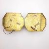 Pair of vintage diamond sconces Italy 1960s Gold brass hex crystal wall lamp