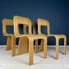 Plywood dining chairs Esse by Gigi Sabadin for Stilwood Italy 1973s Set of 4 Mid-century modern stackable chairs