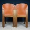 Silvio Coppola for Bernini Dining chairs Italy 1960s Set of 6 Leather and Walnut