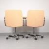 Mid-century office chair Stol Kamnik 1980s Yugoslavia Original Beige Textil Swivel Metal Chrome Leg