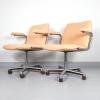Mid-century office chair Stol Kamnik 1980s Yugoslavia Original Beige Textil Swivel Metal Chrome Leg