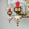 Vintage porcelain and brass chandelier, Italy 1930s