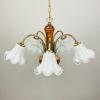 Vintage murano glass and wood chandelier Italy 1970s