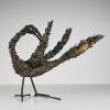 Vintage metal Brutalist sculpture Bird by Salvino Marsura, Italy 1970s, Mid-century Modern