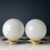 Vintage classic swirl murano table lamps Italy 1970s, Set of 2, Mid-century modern design