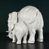 White porcelain figurine Elephant and baby by Artepiu ESTE, Italy 1990s