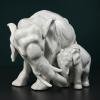 White porcelain figurine Elephant and baby by Artepiu ESTE, Italy 1990s