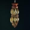 Venetian Yellow Murano Glass Caged Pendant Lamp, Italy 1940s