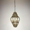 Venetian Murano Caged Glass Pendant Lamp, Italy 1940s