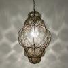 Venetian Murano Caged Glass Pendant Lamp, Italy 1940s