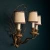 Antique bronze wall lamp 3 arm, Italy 1930s