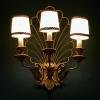 Antique bronze wall lamp 3 arm, Italy 1930s