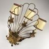 Antique bronze wall lamp 3 arm, Italy 1930s