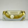 Original yellow murano glass ashtray by Bucella Cristalli Murano, Italy, 1970s