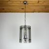 Mid-century smoked art glass pendant lamp by Veca, Italy 1970s