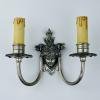 Antique silver plated wall lamp, France, 1930s, Set of 2