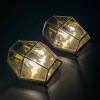 Hexagonal Gold Brass and Crystal Sconces, 1960s, Set of 2