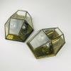 Hexagonal Gold Brass and Crystal Sconces, 1960s, Set of 2