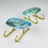Vintage brass hangers with photo, Italy, 1950s, Set of 2