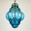 Original Venetian Blue Murano Caged Glass Pendant Lamp, Italy 1950s