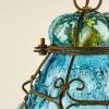 Original Venetian Blue Murano Caged Glass Pendant Lamp, Italy 1950s