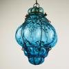 Original Venetian Blue Murano Caged Glass Pendant Lamp, Italy 1950s